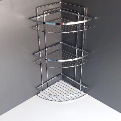 Lamalı Krom Raf 3 Katlı Banyo Düzenleyici Şampuanlık