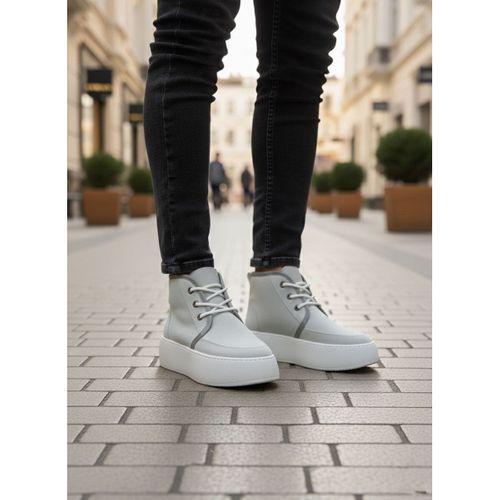 BA0550 İçi Kürklü Bağcıklı Gri Erkek Tarz Spor Bot