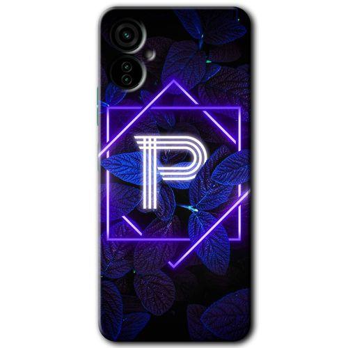 Tecno Camon 19 Neo Kılıf HD Desen Baskılı Arka Kapak - Dark Neon Yaprak P Harfi