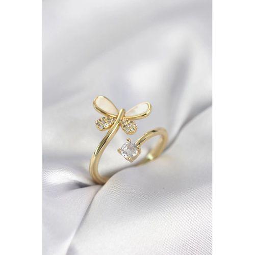 Gold Renk Yusufçuk Model Zirkon Taşlı Kadın Yüzük