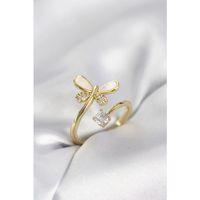 Gold Renk Yusufçuk Model Zirkon Taşlı Kadın Yüzük