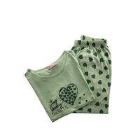Kadın Kalp Desenli Kısa Kollu Pijama Takım - 5645 - STLLA PNK