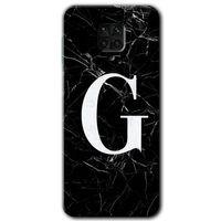 Redmi Note 9s Kılıf HD Desen Baskılı Arka Kapak - Siyah Mermer Desenli G Harfi
