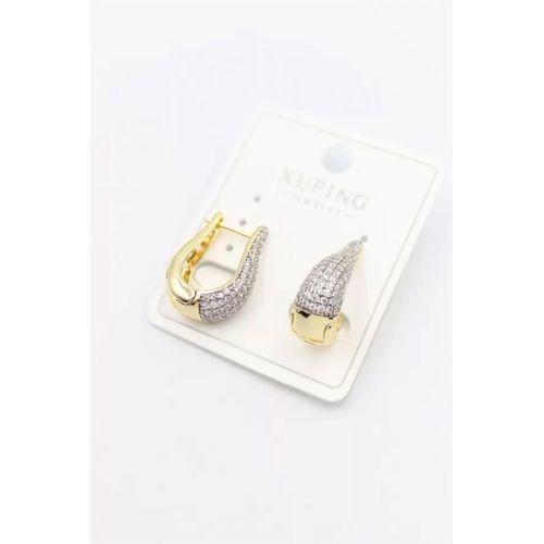 Taşlı Halka Küpe - Altın