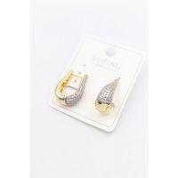 Taşlı Halka Küpe - Altın