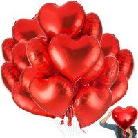 YÜKSEK KALİTE 46 CM 9 ADET PARLAK METALİK KIRMIZI KALPLİ FOLYO BALON ORTA BOY 46 CM KALPLİ BALON