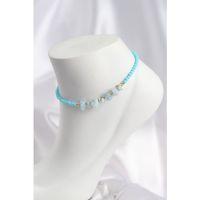 Turkuaz Renk Boncuklu Doğaltaş Görünümlü Halhal