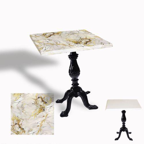 Dockers Çipa 1001 Döküm Ayak Kare Masa 60X60 cm - (Werzalit, Wermodin ve Allzalit Tabla) - Gold