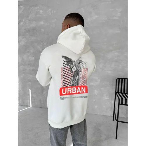 Oversize Üç İplik Kapüşonlu SweatShirt - Beyaz