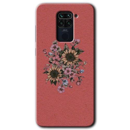 Redmi Note 9 Kılıf HD Desen Baskılı Arka Kapak - Retro Çiçek + Kırılmaz Cam