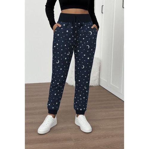 Kadın Yüksek Bel Bağcıklı Desenli Iki Iplik Pantolon