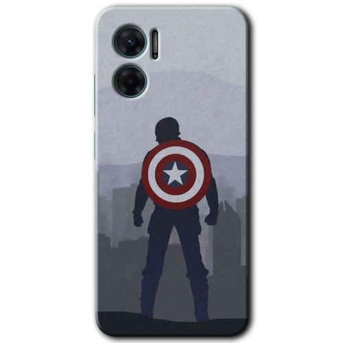 Potkal Hediye Fabrikası Xiaomi Redmi Note 11E HD Baskılı Kılıf + 9D Tam Ekran Koruyucu - Captain Avenger