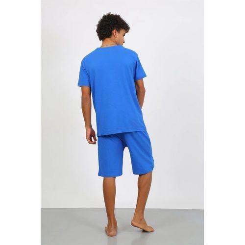 Erkek Pamuk Lakost Alt Üst Kaprili Pijama Takım Saks