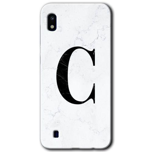 Galaxy A10 Kılıf HD Desen Baskılı Arka Kapak - Beyaz Mermer Desenli C Harfi