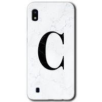 Galaxy A10 Kılıf HD Desen Baskılı Arka Kapak - Beyaz Mermer Desenli C Harfi