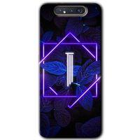 Potkal Hediye Fabrikası Samsung Galaxy A80 Kılıf HD Desen Baskılı Arka Kapak - Dark Neon Yaprak I Harfi
