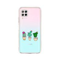 Huawei P40 Lite Kaktüsler Desenli Premium Şeffaf Silikon Kılıf