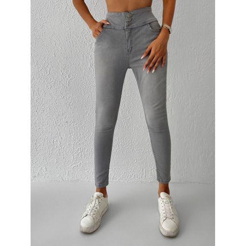 Yüksel Bel Likralı Kot Pantolon (Gri)