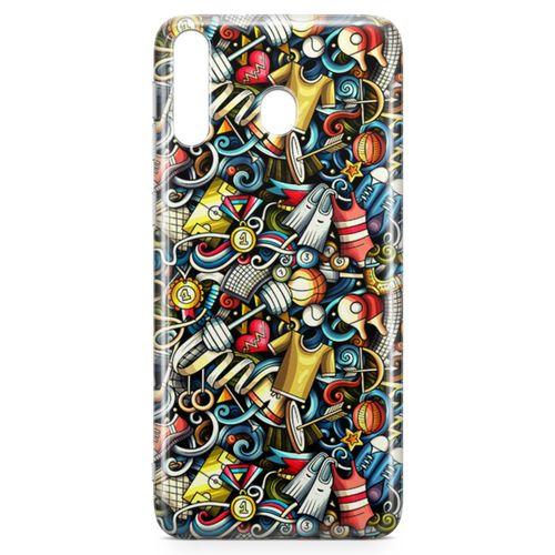Samsung Galaxy M30 Kılıf Dambıl Bilardo Doodle Arka Kapak Koruma Desenli Full Koruyucu