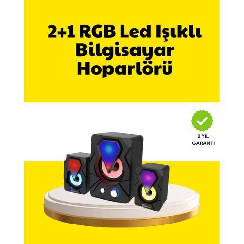 2.1 Usb Bağlantılı Oyun Hoparlörü Renkli Led Işıklı