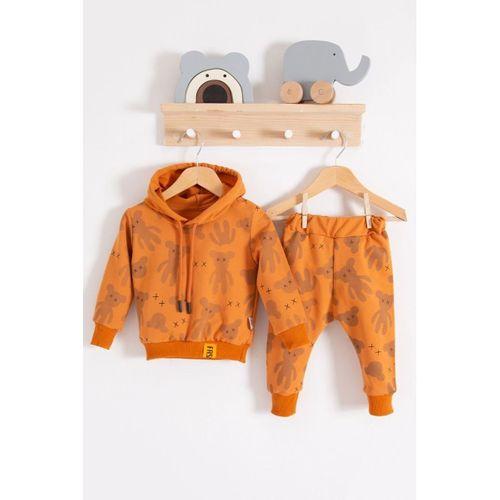 Cool Bear Kapüşonlu % 100 Pamuk Erkek Bebek Takımı
