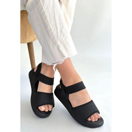 Jake Siyah Hasır Cilt Sandalet