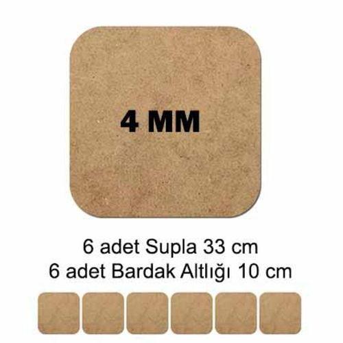 Mdf Supla Tabanı Seti 12 Parça ( 4mm ) Kare