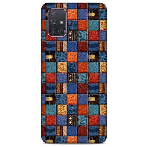 Samsung Galaxy A71 Kılıf Patchwork (16) Kalın Kılıf Turuncu Mavi