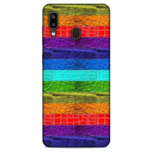 Samsung Galaxy A20 Kılıf Patchwork (38) Neo Hybrid Kılıf Yeşil Kırmızı Mor