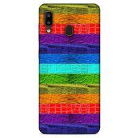 Samsung Galaxy A20 Kılıf Patchwork (38) Neo Hybrid Kılıf Yeşil Kırmızı Mor