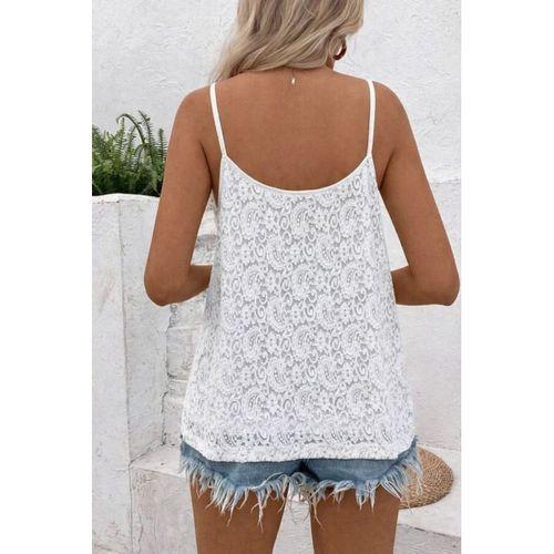 Kadın Ip Askılı V Dantel Yakalı Dantel Bluz