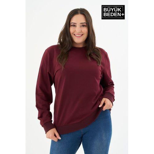 Kadın Büyük Beden Bisiklet Yaka İnce Sweatshirt – Regular Fit %64 Pamuklu SPR26BSWk956