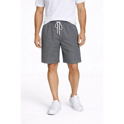 Erkek Pötikareli Şort – Beli Lastikli Bağcıklı, Cepli, Rahat Kesim Günlük Yazlık Şort - Füme