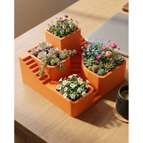 3d Baskı Çoklu Kaktüs Ve Sukulent Saksı Seti Şık Tasarım Dekoratif Bitki Düzenleyici