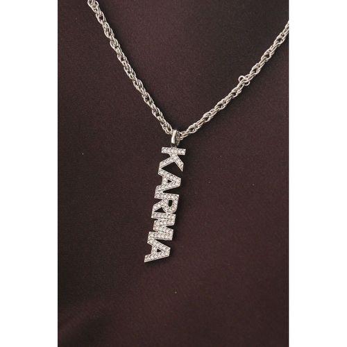Gümüş Renkli Zirkon Taşlı Karma Yazılı Kolye