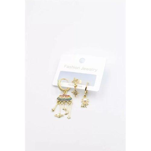 3'lü Bulut Küpe - Altın