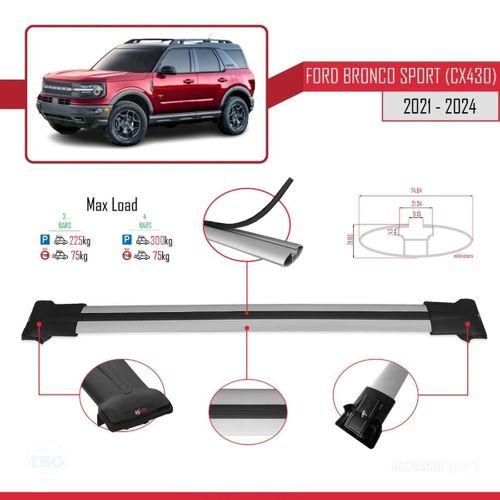 Ford Bronco Sport (CX430) 2021 ve Sonrası ile Uyumlu FLY Model Ara Atkı Tavan Barı GRİ 3 ADET BAR