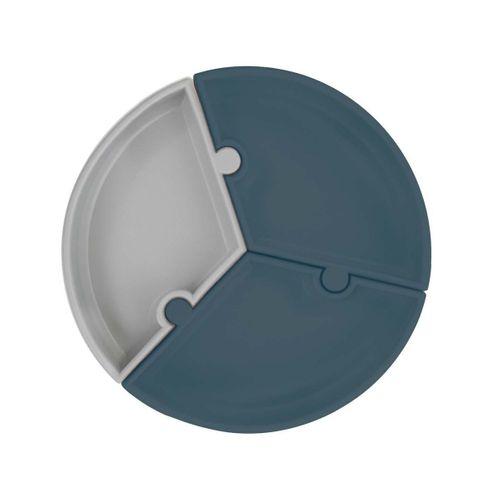 OiOi Puzzle Vakum Tabanlı Silikon Tabak Deep Blue / Powder Grey