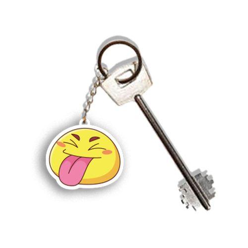 wonderlike Dil Çıkaran Emoji Ahşap Anahtarlık