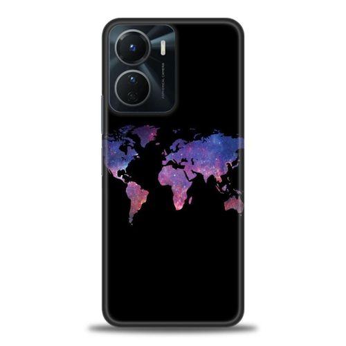 Vivo Y16 Kılıf HD Baskılı Kılıf - Dünya Haritası + Tam Ekran Koruyucu