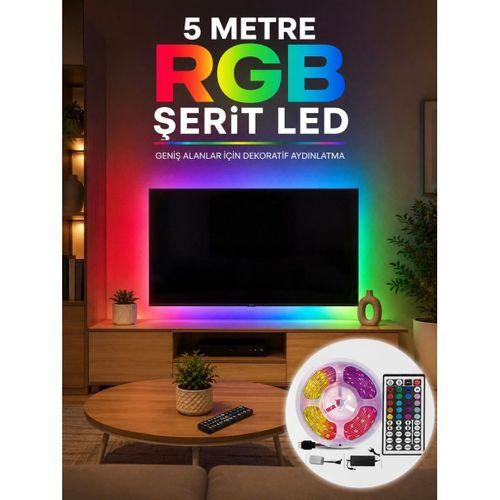5 Metre Rgb Şerit Led 5050 Smd Uzaktan Kumandalı Renkli Dekoratif Led Aydınlatma Seti