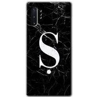 Samsung Galaxy Note 10 Plus HD Baskılı Kılıf + 9D Tam Ekran Koruyucu - Siyah Mermer Ş Harfi