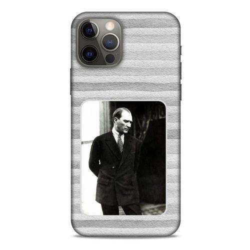 Apple iPhone 12 Pro Kılıf Atatürk (36) Glitter Kılıf Gri Kumlar