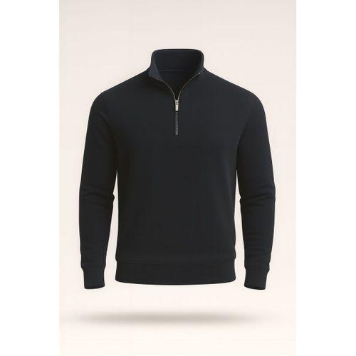 Selanik Örme Yarım Fermuar Erkek Sweatshirt - Lacivert