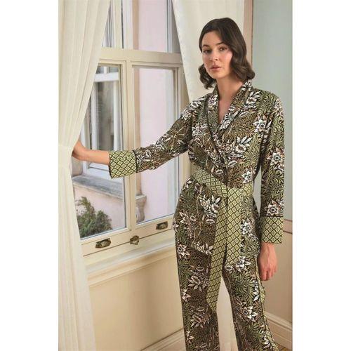 Çiçek Yaprak Ve Etnik Desenli Pijama Takımı