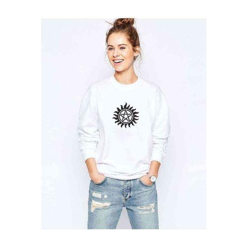 Super Naturel Baskılı Beyaz Kadın Sweatshirt