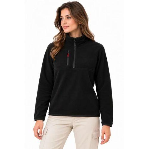 Polar Dik Yaka Yarım Fermuarlı Fermuarlı Göğüs Cepli Regular Fit Kışlık Sweatshirt - Siyah