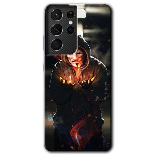 Samsung Galaxy S21 Ultra Kılıf HD Desen Baskılı Arka Kapak - V for Fire