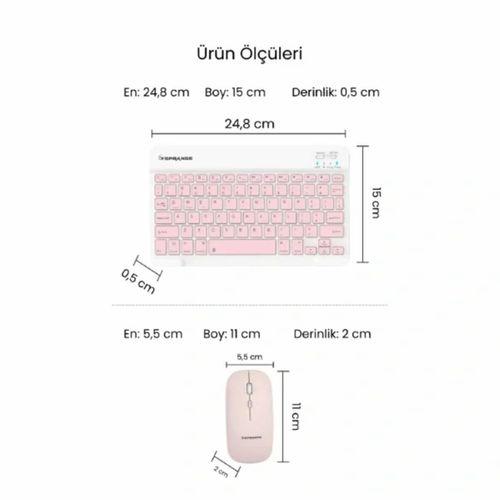 Pembe Kablosuz Klavye Ve Mouse Seti