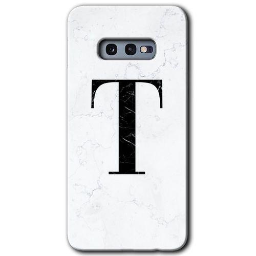 Galaxy S10e Kılıf HD Desen Baskılı Arka Kapak - Beyaz Mermer Desenli T Harfi
